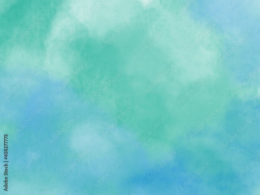 Green blue watercolor background. Abstract hand paint square stain backdrop