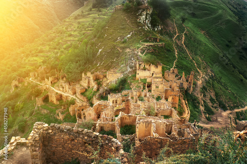 Old abandoned ethnic aul of Gamsutl, Dagestan, Russia. photo