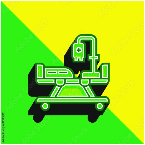 Bed Green and yellow modern 3d vector icon logo