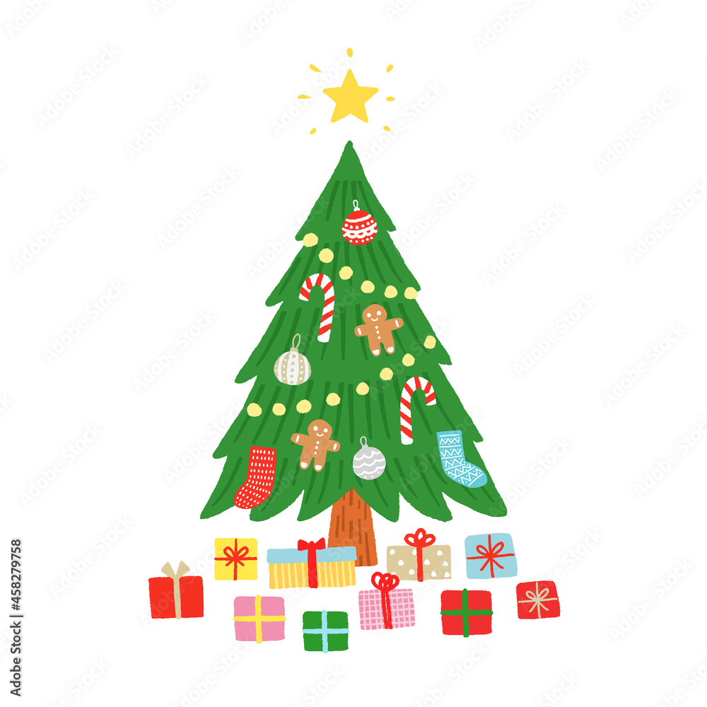 Fototapeta premium 手描きのクリスマスツリー