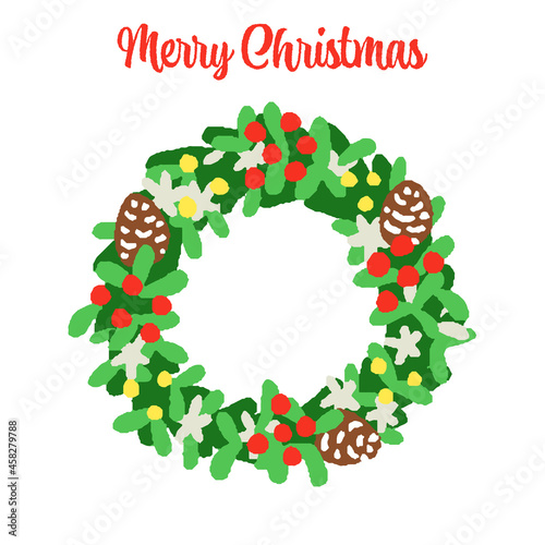 手描きのクリスマスリース