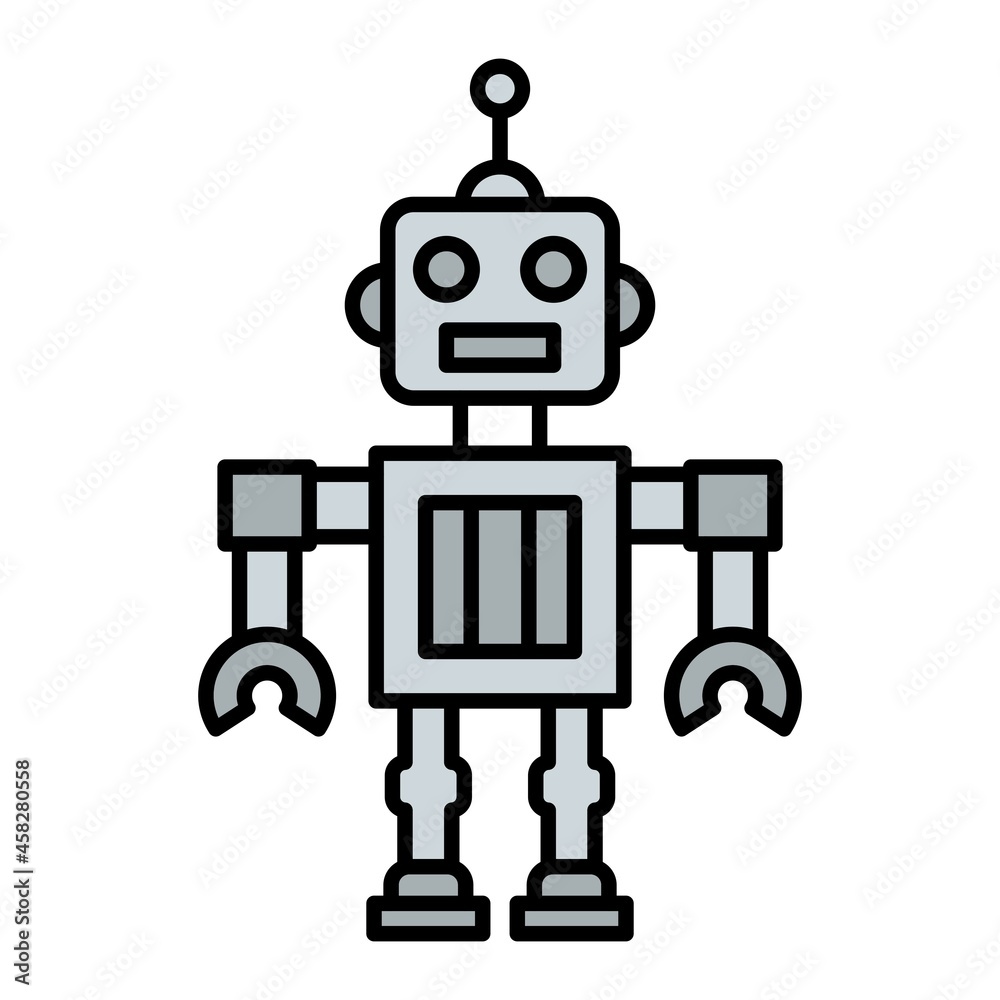 Vector Robot Filled Outline Icon Design