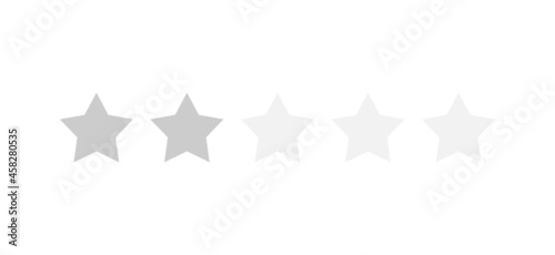 Rating sticker icon with two stars on a white background. Flat design. White background. Isolated vector icon. Vector gold background. Vector graphics. 