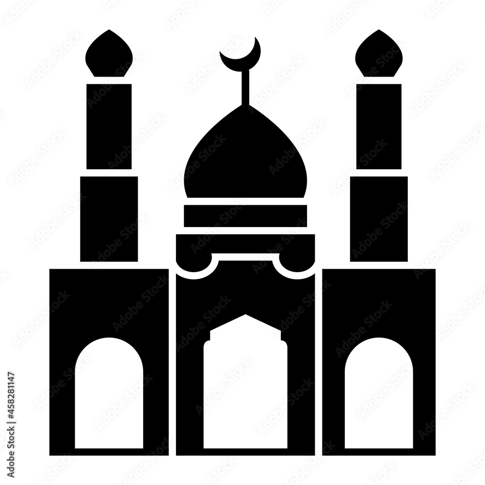 Vector Mosque Glyph Icon Design Vector Mosque Glyph Icon Design