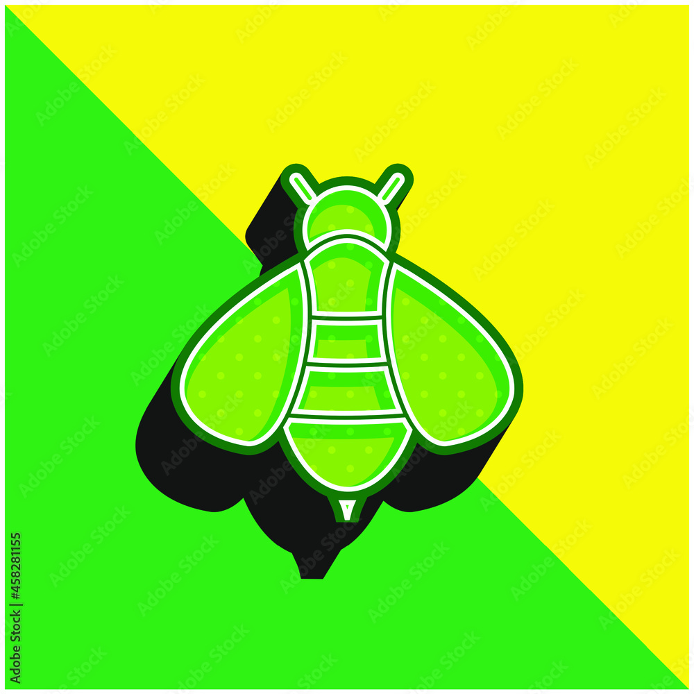 Bee Green and yellow modern 3d vector icon logo Bee Green and yellow modern 3d vector icon logo