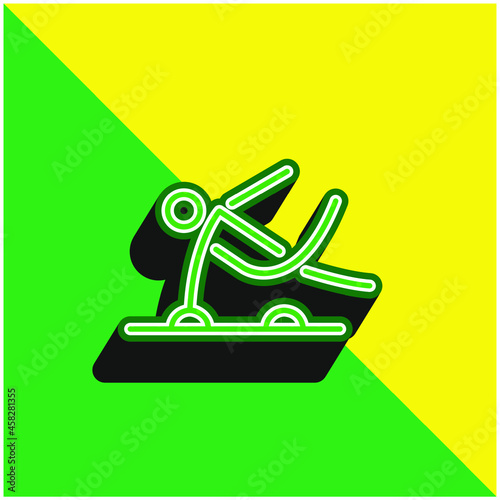 Athlete Stick Man Green and yellow modern 3d vector icon logo