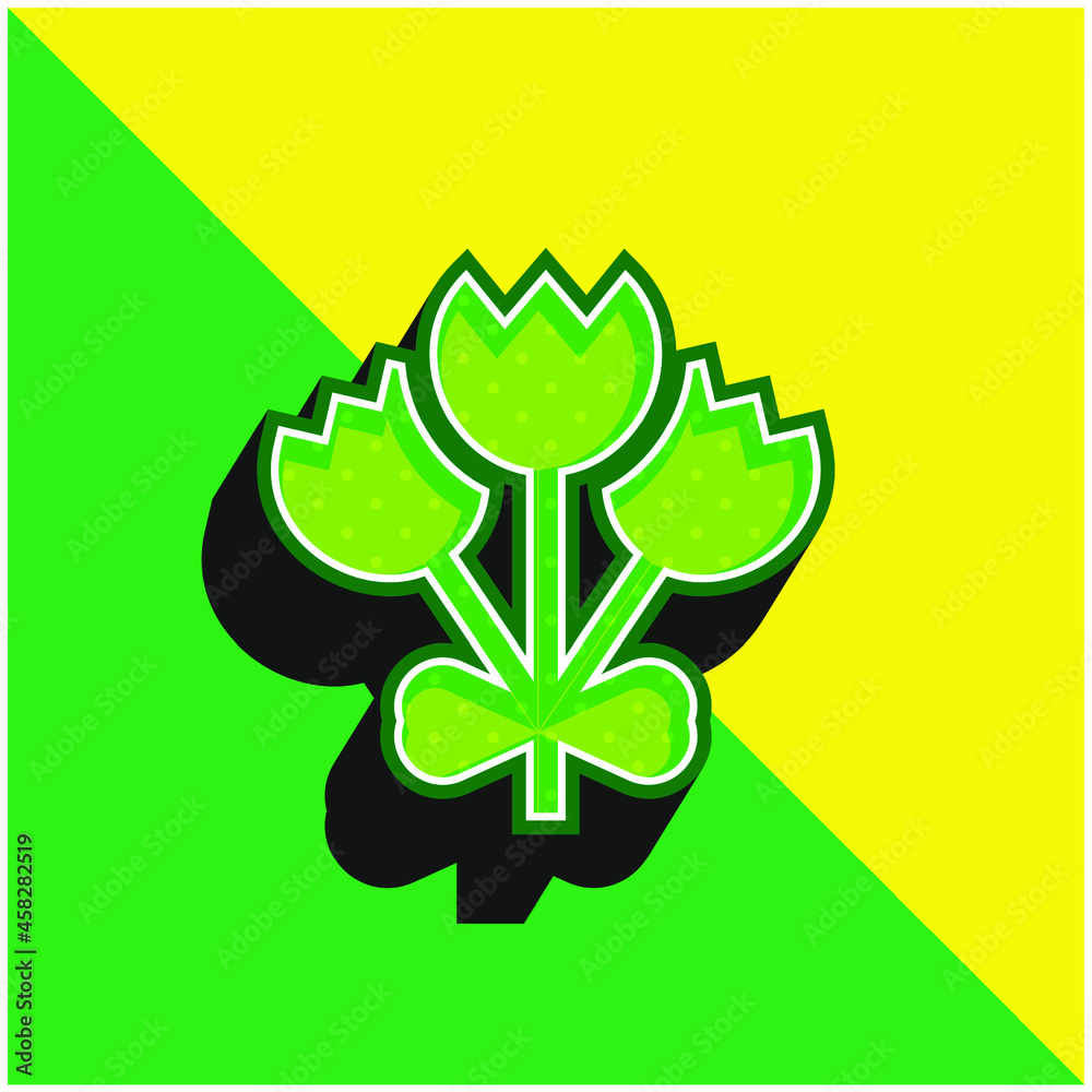 Bouquet Green and yellow modern 3d vector icon logo Bouquet Green and yellow modern 3d vector icon logo