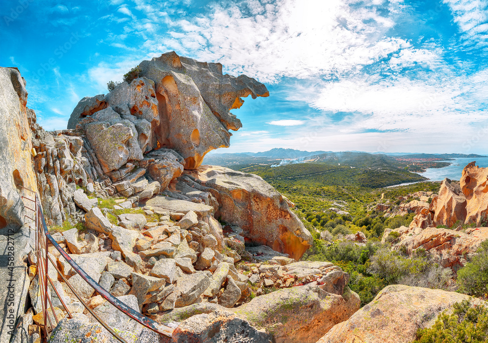 Astonishing view on Palau port from popular travel destination Bear Rock (Roccia dell’Orso).