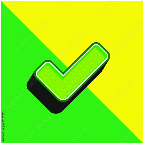 Big Check Mark Green and yellow modern 3d vector icon logo