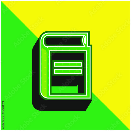 Book Outline Green and yellow modern 3d vector icon logo