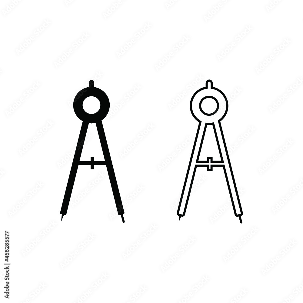 Drawing compass white icon. filled flat sign for mobile concept and web design. Divider, Circinus glyph icon. Drawing compass white icon. filled flat sign for mobile concept and web design. Divider, Circinus glyph icon.