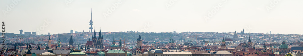 Prague cityscape panorama - view of the landscape of Prague city