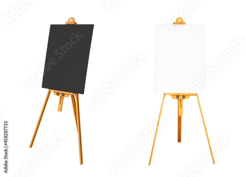Empty whiteboard and blackboard isolated on white background. File contains with clipping path So easy to work. blank copy space for add text.