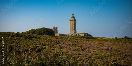 view of the frehel cape with his lighthouse on brittany in france