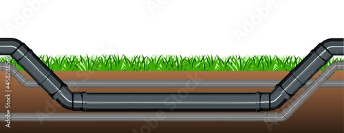 Pipeline for various purposes. Symbolic image. Underground part of system. Isolated Illustration vector