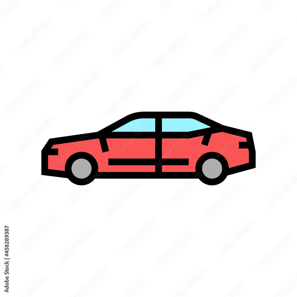 sedan car color icon vector. sedan car sign. isolated symbol illustration