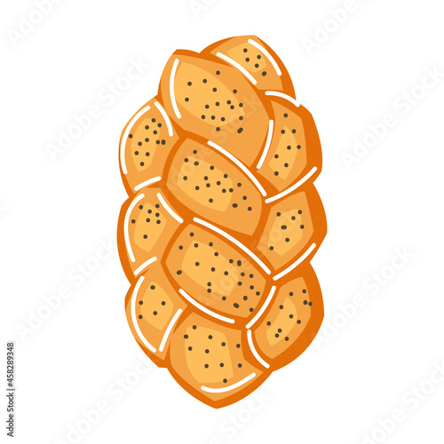 Illustration of challah. Shabbat Shalom religious object. Jewish symbol. Judaism concept image.