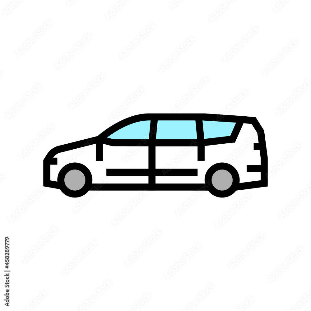 van minivan car color icon vector. van minivan car sign. isolated symbol illustration