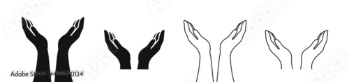 Vector protecting hands icon. Cupped hands