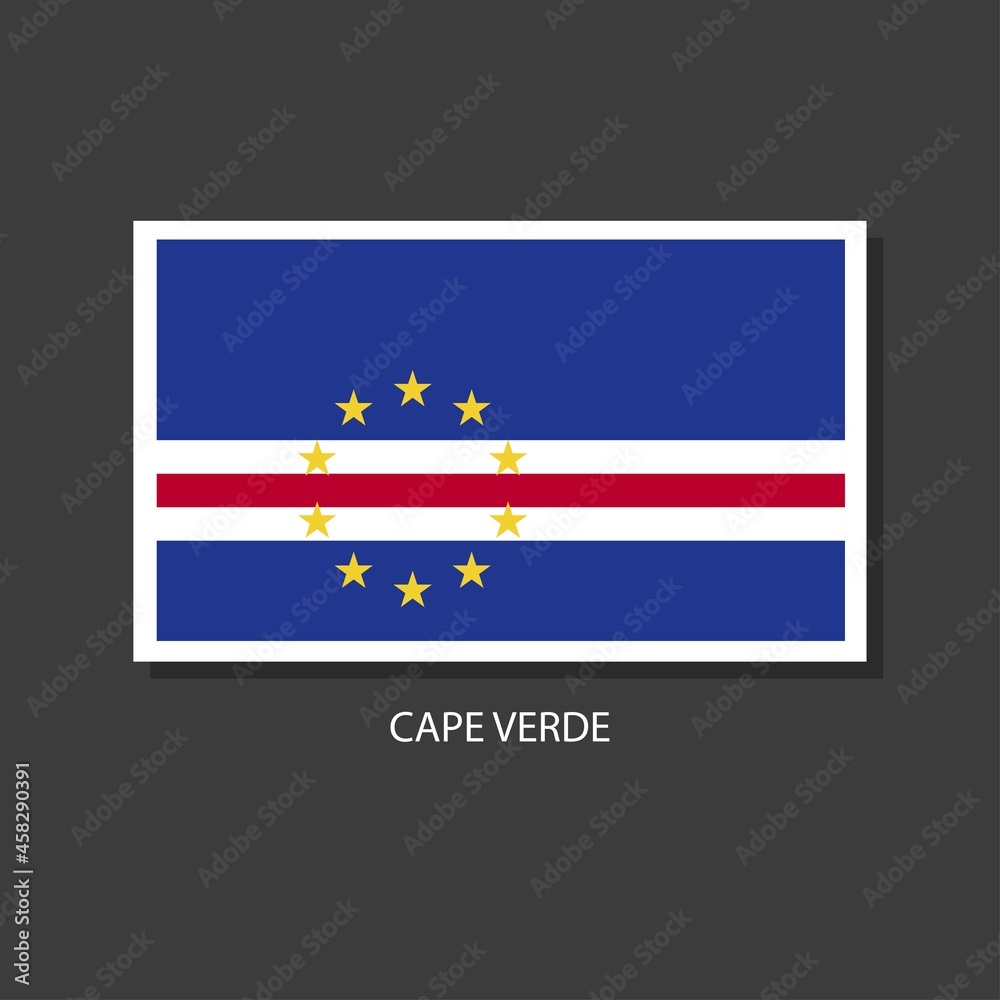 Cape Verde flag Vector Square Icon on Black Background. Cape Verde flag Vector Square Icon on Black Background.