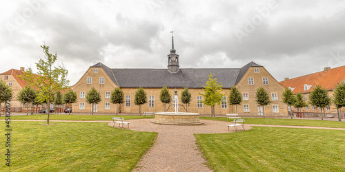 Obraz na płótnie salshuset a Moravian Church in the protestant Settlement Christiansfeld w salonie