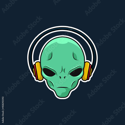 Alien with headphone, Vector illustration eps.10