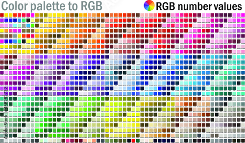 Color palette design. RGB number values photo