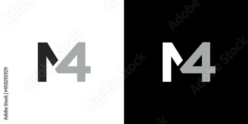 Modern and unique letter M4 initial logo design photo