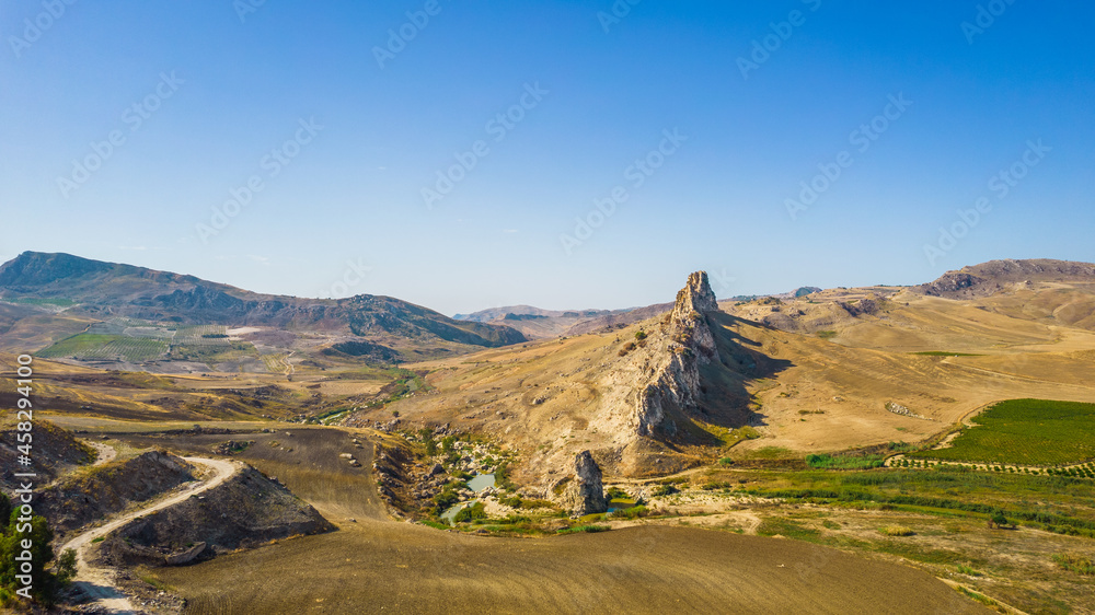 Salso River Valley Near Riesi and Sommatino, Province of Caltanissetta, Sicily, Italy, Europe