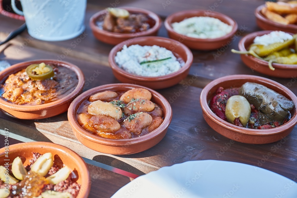 Tapas served in many small plates