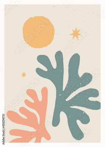 Abstract art vector poster. Vintage abstract Matisse inspired print for wall ...