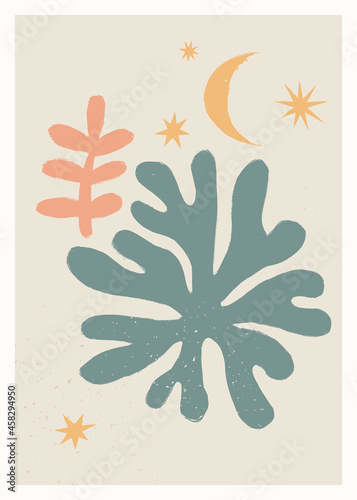 Abstract art vector poster. Vintage abstract Matisse inspired print for wall ...