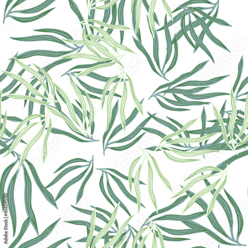 Doodle tropical leaves semless pattern.