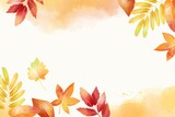 watercolor autumn background with leaves vector design illustration