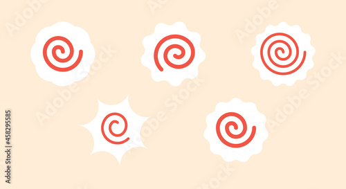 Narutomaki or kamaboko surimi vector icon. Traditional Japanese naruto steamed fish cake with pink swirl in the center. Topping for ramen noodle soup isolated illustration.