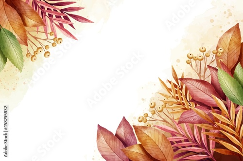 watercolor autumn background with empty space vector design illustration