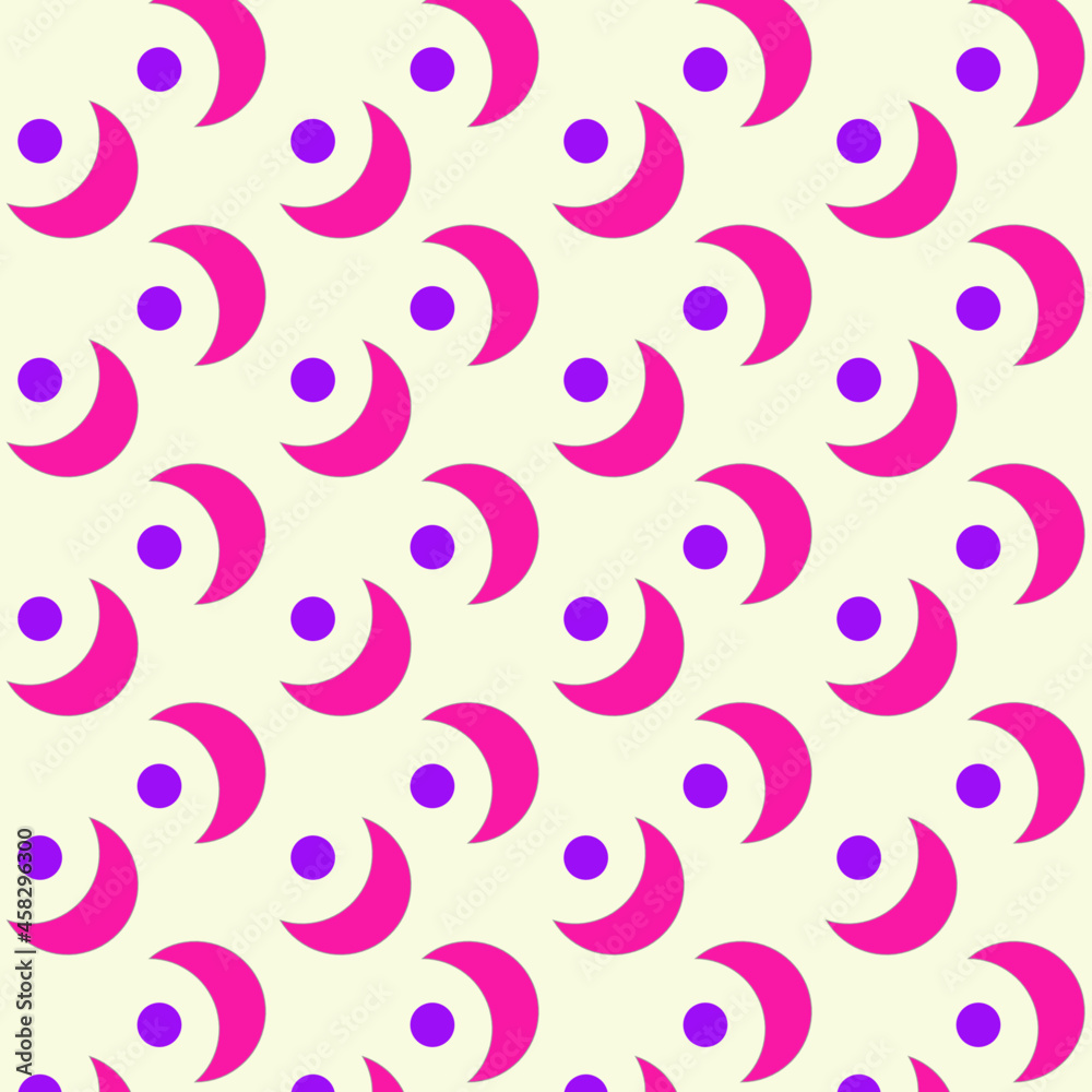 Pattern with different colored shapes on a light background. 
