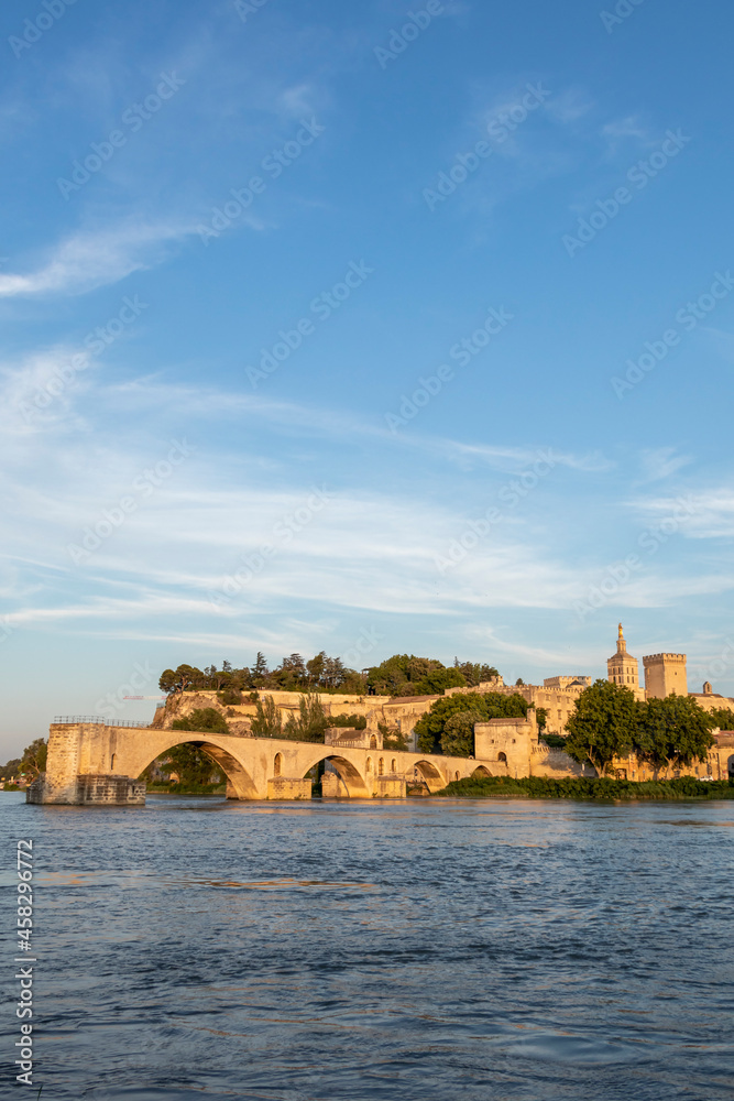 The Pont Saint-Benezet or Pont d'Avignon, a medieval bridge on the Rhone river in Avignon, France