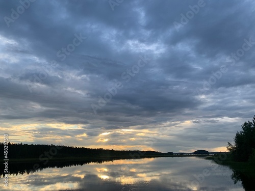 sunset over the river (Maslozero, Karelia, Russia)