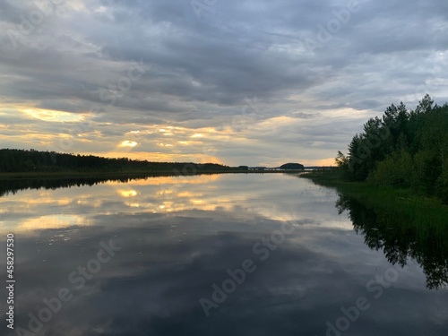sunset over lake (Maslozero, Karelia, Russia)