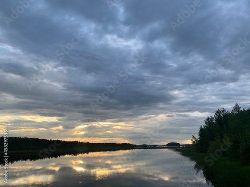 sunset over the lake (Maslozero, Karelia, Russia)