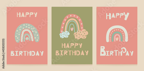 A set of birthday cards in the Scandinavian style