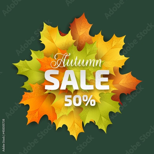 realistic autumn sale vector design illustration