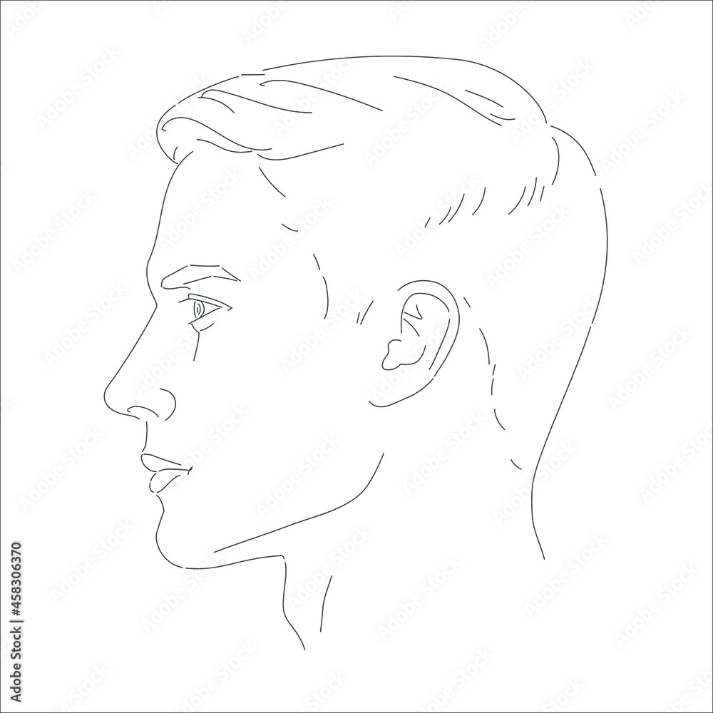Side profile man face. Male portrait of young beautiful boy with trendy Side profile man face. Male portrait of young beautiful boy with trendy