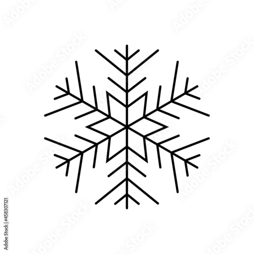 Fototapeta Naklejka Na Ścianę i Meble -  Black snowflake. Icon logo design. Ice crystal winter symbol. Template for winter design. 