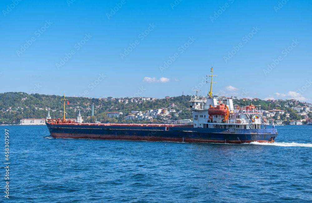 industrial ship at sea. istanbul, turkey.