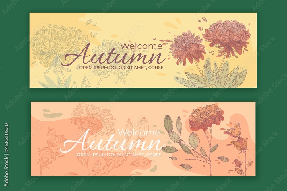 flat  autumn banners vector design illustration