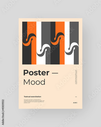 Abstract Placard, Poster, Flyer, Banner Design. Colorful illustration on vertical A4 format. Original geometric shapes composition. Decorative minimal backdrop.