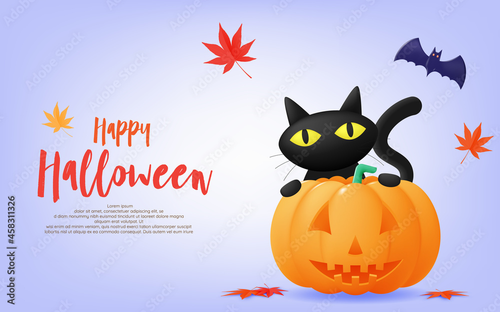 Happy Halloween banner art background with pumpkin