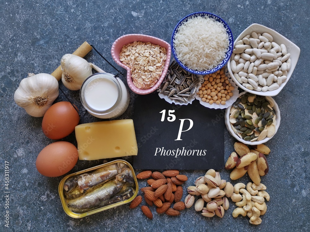 Food rich in phosphorus with the symbol P and atomic number 15. Natural